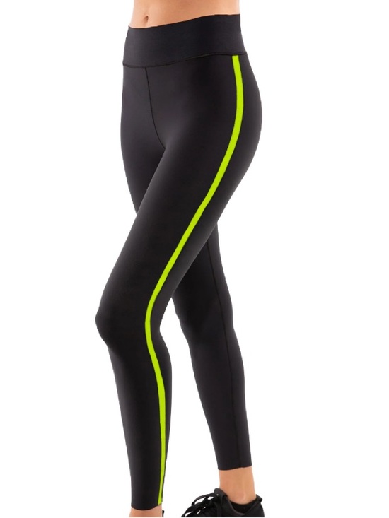 ultracor Pants - ultracor Black Leggings with Yellow Snake-Print Side Panels